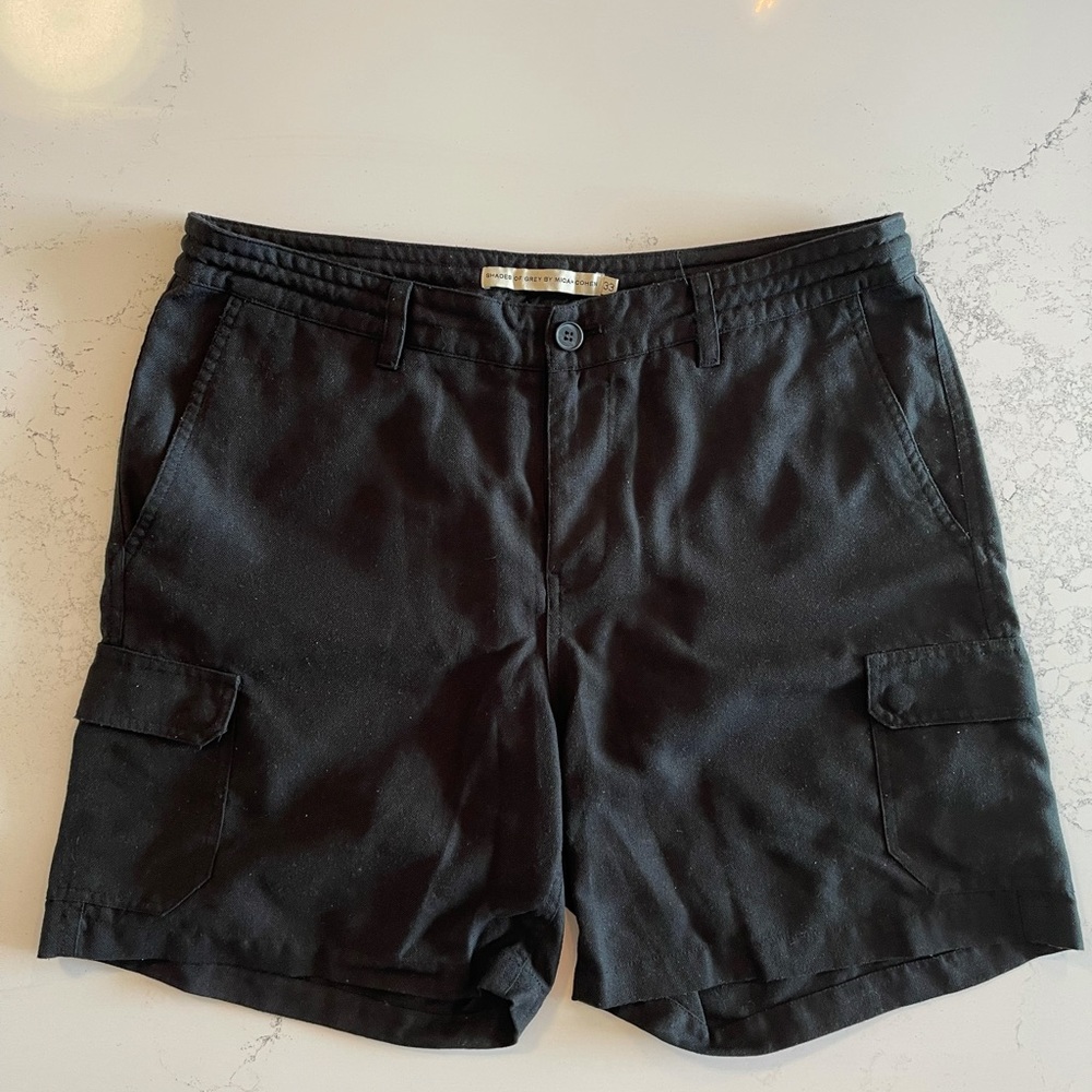 Shades of Grey Black linen-like Cargo Shorts